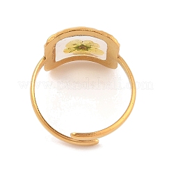 Square Ion Plating(IP) 304 Stainless Steel Open Cuff Rings for Women&nbsp;RJEW-Z052-07G