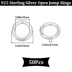 50Pcs 925 Sterling Silver Open Jump Rings&nbsp;STER-BBC0006-18A