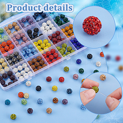 240Pcs 24 Colors Pave Disco Ball Beads&nbsp;RB-PH0001-32
