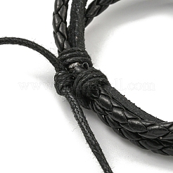 Braided PU Leather & Waxed Cords Triple Layer Multi-strand Bracelets&nbsp;BJEW-P329-08A-P