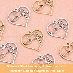 8Pcs 2 Colors 304 Stainless Steel Pendants&nbsp;STAS-UN0030-36