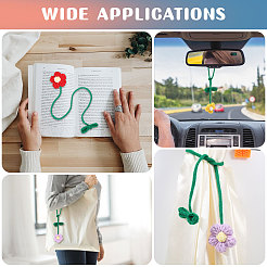 7Pcs 7 Colors Polyester Crochet Flower Bookmarks&nbsp;AJEW-CA0004-54