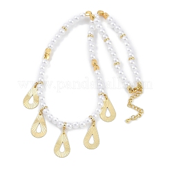 6mm Round ABS Imitation Pearl Beaded Necklaces&nbsp;NJEW-P317-12D-G