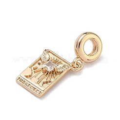 Brass Pave Clear Cubic Zirconia Tarot European Dangle Charms&nbsp;KK-C168-10G
