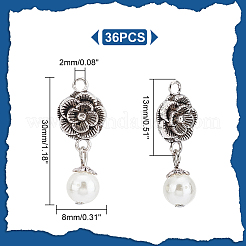 ABS Plastic Imitation Pearl Round Pendants and Tibetan Style Findings&nbsp;FIND-PH0008-82