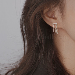 Stick Brass Cable Chain Stud Earrings&nbsp;FS-WGC480B-01