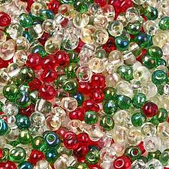 4 Colors Christmas 6/0 Transparent Fringe Glass Seed Beads&nbsp;SEED-X0058-11