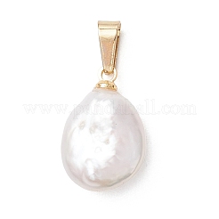 Natural Keshi Pearl Pendants with 304 Stainless Steel Snap on Bails&nbsp;PALLOY-JF05102