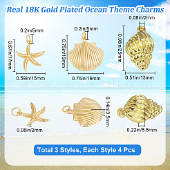 12Pcs 3 Style Rack Plating Brass Pendant&nbsp;KK-BBC0011-67