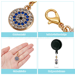 10Pcs 5 Style Evil Eye Alloy Rhinestone Badge Reel Pendant Decoration&nbsp;HJEW-DR00046