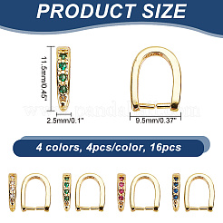 16Pcs 4 Colors Rack Plating Brass Pave Cubic Zirconia Snap on Bails&nbsp;KK-AR0003-55G
