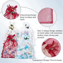 40Pcs 4 Colors 3D Flower Organza Drawstring Bags&nbsp;OP-BBC0001-06A