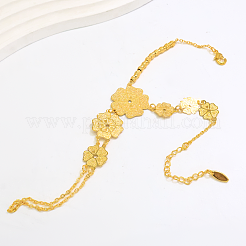 Vintage Brass Carved Hollow 5-Petal Flower Hand Chain Ring Bracelets for Women&nbsp;FB4811-1