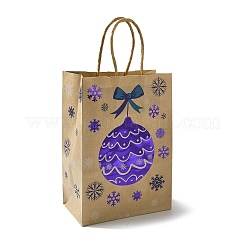 Christmas Theme Blue Printed Kraft Paper Tote Bags with Handles&nbsp;ABAG-B006-04A
