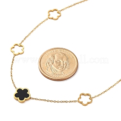 Ion Plating(IP) 304 Stainless Steel & Plastic Flower Pendant Necklaces for Women&nbsp;NJEW-P320-02G-03