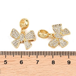 Brass Micro Pave Cubic Zirconia European Dangle Charms&nbsp;ZIRC-E163-15G