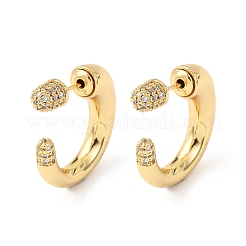 Brass Micro Pave Cubic Zirconia C-Shaped Stud Earrings&nbsp;EJEW-B153-05G