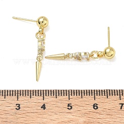 Brass Micro Pave Cubic Zirconia Dangle Stud Earrings for Women&nbsp;EJEW-A167-29B-G