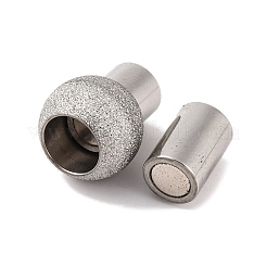 304 Stainless Steel Textured Magnetic Clasps with Glue-in Ends&nbsp;STAS-G008-1