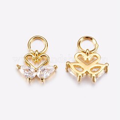 Brass Micro Pave Cubic Zirconia Charms&nbsp;ZIRC-G128-06G