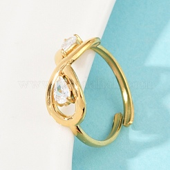 304 Stainless Steel Pave Cubic Zirconia Adjustable Cuff Rings&nbsp;RJEW-Z093-01G