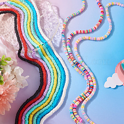 10 Strands 10 Colors Handmade Polymer Clay Beads Strands&nbsp;CLAY-TA0001-54