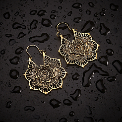 Bohemian Retro Style Alloy Dangle Hoop Earrings&nbsp;EJEW-TAC0003-01AG