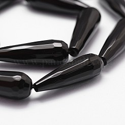 Natural Black Onyx Beads Strands&nbsp;G-P161-24-30x10mm
