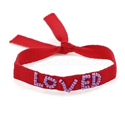 Word Loved Beaded Cord Bracelet&nbsp;BJEW-A121-53A