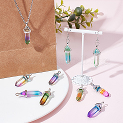 10Pcs 5 Colors Faceted Bullet Glass Pointed Pendants&nbsp;KK-SC0003-08