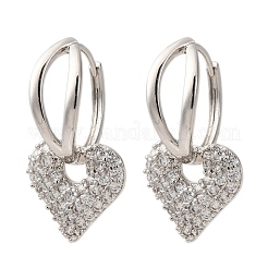 Brass Micro Pave Clear Cubic Zirconia Hoop Earrings&nbsp;EJEW-D322-08P