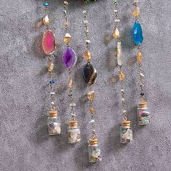 7 Chakra Natural & Synthetic Gemstone Chips Wreath Hanging Suncatchers&nbsp;HJEW-F023-04