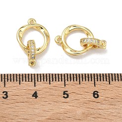 Brass Micro Pave Clear Cubic Zirconia Fold Over Clasps&nbsp;KK-B170-06G