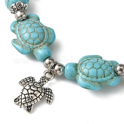 Starfish & Tortoise Synthetic Turquoise Beaded Stretch Bracelets & Dangle Earrings Kits&nbsp;SJEW-JS01311-02