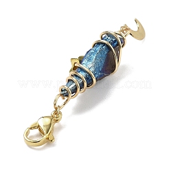 Wire Wrapped Nuggets Electroplated Natural Quartz Crystal Pendant Decorations&nbsp;HJEW-JM03127-05