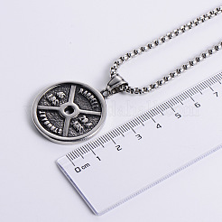 Retro Fashion Punk 304 Stainless Steel Fitness Dumbbell Pendant Necklaces for Men&nbsp;LA3706