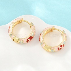Brass Enamel Hoop Earrings&nbsp;KK-CBA8324-13G