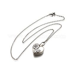 304 Stainless Steel Heart Sunflower Cinerary Casket Pendant Necklaces&nbsp;NJEW-V002-03P