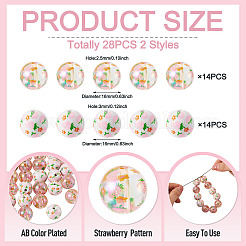 28Pcs 2 Styles Printed Opaque & Transparent Acrylic Beads&nbsp;OACR-TA0005-10