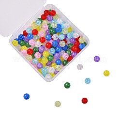 135G 9 Colors Transparent Crackle Glass Round Beads Strands&nbsp;CCG-SZ0001-02
