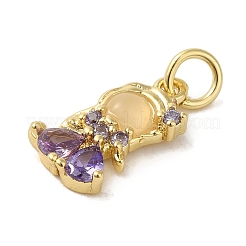 Brass Micro Pave Colorful Cubic Zirconia Glass Pendants&nbsp;X-KK-R162-026D-G
