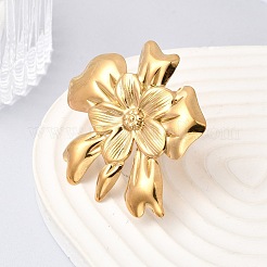 Flower 304 Stainless Steel Open Cuff Rings for Women&nbsp;RJEW-A091-22G