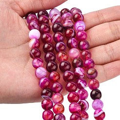 Natural Striped Agate/Banded Agate Bead Strands&nbsp;G-K166-13-8mm-03
