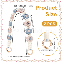 2Pcs Cotton Woven Flower Wrist Strap Lanyard&nbsp;HJEW-BBC0001-10A