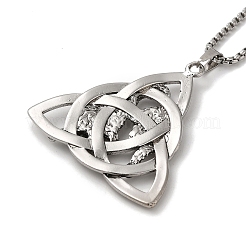 Trinity Knot with Wolf Alloy Pendant Necklace with Box Chains&nbsp;LS-NJEW-D048-08AS