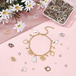 60Pcs 6 Style Heart Alloy Pendants&nbsp;FIND-FH0003-46