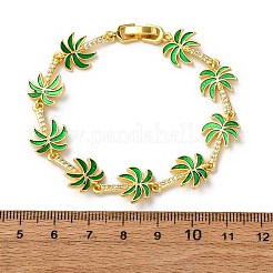 Ocean Theme Brass Cubic Zirconia with Enamel Link Bracelets for Women&nbsp;BJEW-F514-01C-G
