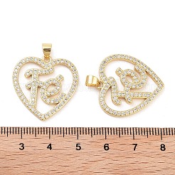 Rack Plating Brass Micro Pave Clear Cubic Zirconia Pendants&nbsp;KK-Z064-20G