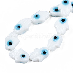 Handmade Evil Eye Lampwork Beads Strands&nbsp;LAMP-WH0006-06G