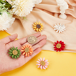 6Pcs 6 Color 3D Daisy Enamel Pins&nbsp;JEWB-WH0029-28G